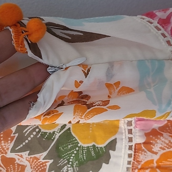 Farm Rio Anthropologie Havanna Cotton Floral Bobbles Midi Maxi Dress XS Petite - Picture 7 of 16